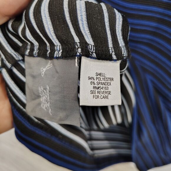 Dana Buchman Blue And Black Striped Sleeveless Sheath Dress Size 16 - Picture 7 of 11